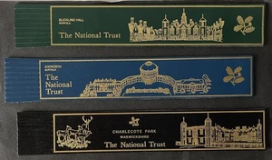 3 Vintage / Retro Leather Souvenir Bookmarks ALL NATIONAL TRUST SITES #981 - Imagen 1 de 6
