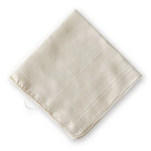 Pañuelo antiguo a rayas punto de cruz de lino blanco roto de mediados de siglo - Imagen 1 de 6