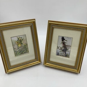 Cicely Mary Barker Feendrucke gerahmt Paar Sau Distel Liguster 21x25cm Vintage - Bild 1 von 17