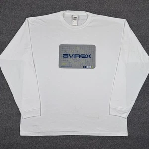 Vintage Avirex T-Shirt Mens 3XL White Long Sleeve Skate Box Logo Surf Y2K NWT - Picture 1 of 6