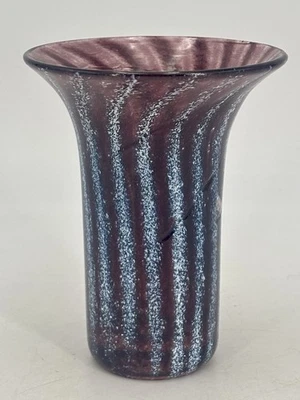 Vintage MDINA GLASS VASE Purple & White - Signed - image 1 of 4