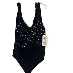 Eye Candy Black Plus Sz Gemmed One Piece Bathing Suit 1X/2X - Picture 1 of 5