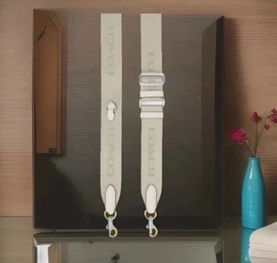 💠NEW Coach Webbing Signature Replacement Strap Crossbody💠Chalk White💠Gray - Image 1 of 4