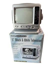 Nuevo de Lote Antiguo Pequeño Portátil TV Color Gris 5" Negro/Blanco Radio Alimentación 3 Vías - Imagen 1 de 7