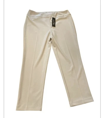 Pantalones de vestir al tobillo Joseph Riskoff para mujer color crema piedra lunar talla grande 16 Foto 1 de 4