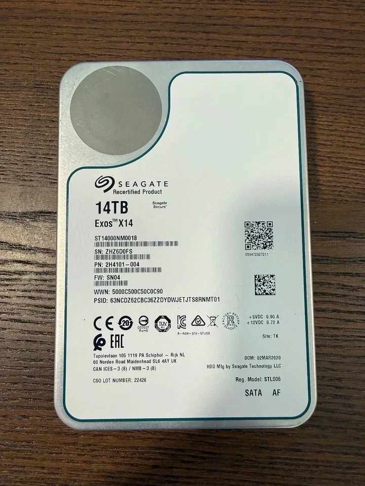 Seagate Exos X14 14TB Refurbished 3.5" SATA Hard Drive - As Is For Parts - Image 1 of 1
