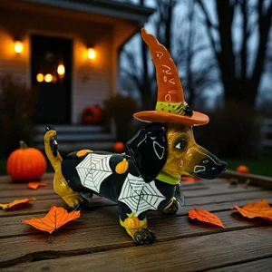 Blue Sky Authentic Clayworks Trick or Treat Dachshund Dog Figurine Halloween - Picture 1 of 19