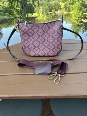 Kate Spade Flower PVC K1910 Grenache alça tiracolo multi ombro com bolsa - Imagem 1 de 4