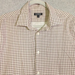 Express Men's Short Sleeve Button Down Retro Geometric Print Shirt XL - Picture 1 of 6