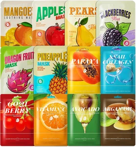 12 Tipi X 25Ml Maschera Viso Idratante, Maschera in Tessuto, Maschera Facciale C - Foto 1 di 12