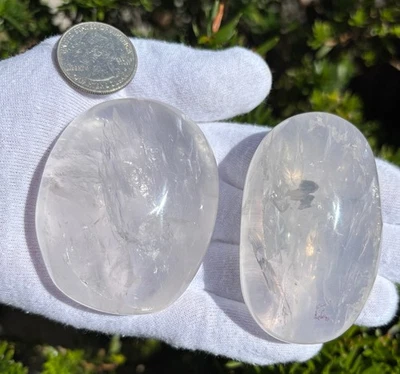 VENTA EE. UU. VER VIDEO 286g LOTE 2 GIRASOL CUARZO PALMERAS PIEDRAS PALMA PIEDRA PALMA Foto 1 de 4