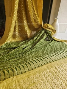 Women Pure Khaddi Georgette Banarasi Handloom Wedding Party Bollywood Designer - Picture 1 of 14