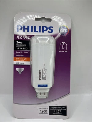 6pk Philips PL-C/T LED Bulb 4 Pin Soft White 26W Replacement 10.5 W  1200 Lumen - Image 1 of 2