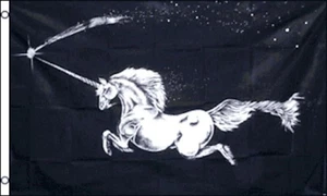 EINHORN Flagge 3x5 ft Polyester Banner Schild Pferd schwarz mit 2 Ösen LGBTQ+ - Bild 1 von 1
