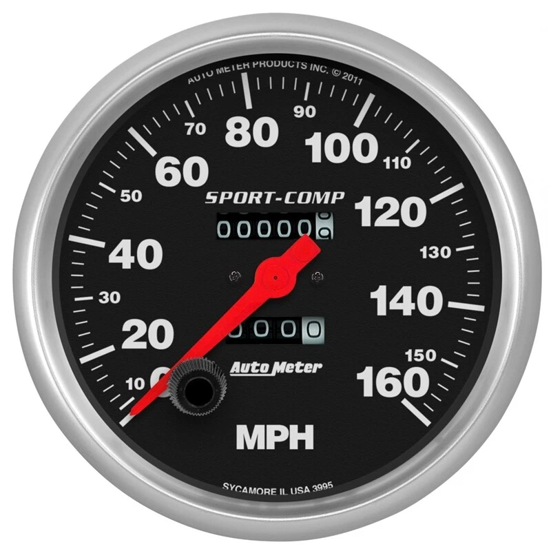AutoMeter 3995 5 in. Speedometer, 0-160 MPH, Mechanical, Sport Comp, Black - Image 1 of 1