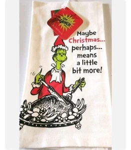 Toallas de plato Dr Seuss The Grinch Bioworld campana de trineo bistró 25"x19" NUEVO - Imagen 1 de 2