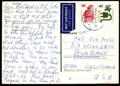 Germany - 1976 - 40p Green Electric Plug Uprated Postal Postal Card to the USA - Image 1 of 2