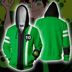 Ben10 Alien Force Ultimate Omnitrix Green Hoodie Jacket Benjamin Cosplay Costume - Picture 1 of 4