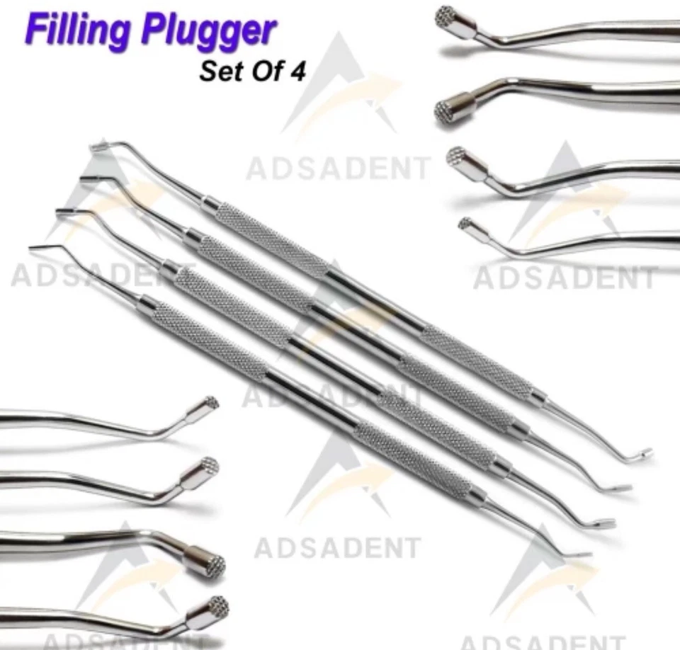Juego de 4 instrumentos de llenado de amalgama compuestos condensador tapón de llenado dental Foto 1 de 1