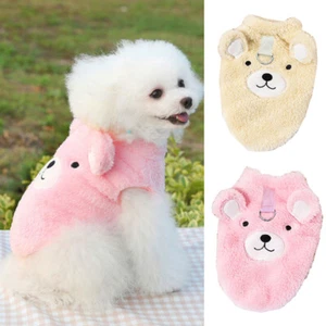 Fleece Pet Clothes Sweater Cute Bear Print Coat Dog Shirt Jacket Teddy Bulldog ♢ - Picture 1 of 17