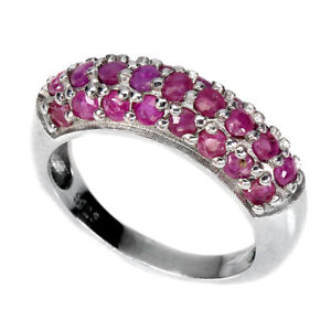 Heated Round Ruby 2.5mm 14K White Gold Plate 925 Sterling Silver Ring Size 7.5