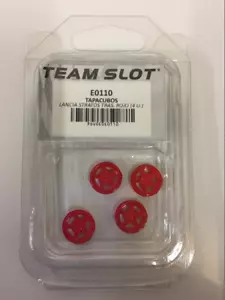 Team Slot E0110 Lancia Stratos Rear Wheel Inserts Red Painted x 4 - Picture 1 of 1