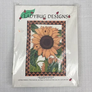 Ladybug Designs Counted Cross Stitch Craft Kit Lady Sunflower 11.5 x 16 - Picture 1 of 5