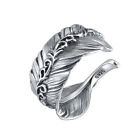 Sterling Silver Feather Wrap Adjustable Men Women Thumb Ring A3608