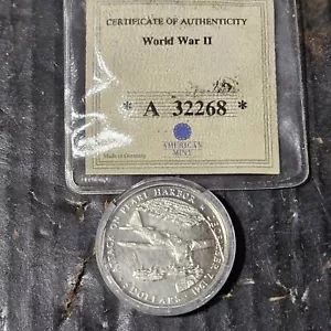 Attack on Pearl Harbor 5 Dollar Coin 2000 W/ COA uncirculated - Picture 1 of 4