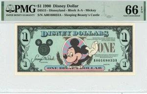 1990 $1 Disney Dollar Mickey PMG 66 EPQ (DIS15) - Picture 1 of 2