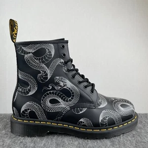 Dr. Martens 1460 Wild Serpent stivali in pelle neri lisci stringati da donna taglia 5 6 - Foto 1 di 7