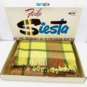 Manta de siesta Faribo 100 % lana vintage años 70 tiro a cuadros 60 x 72 nueva en caja EE. UU. - Imagen 1 de 8