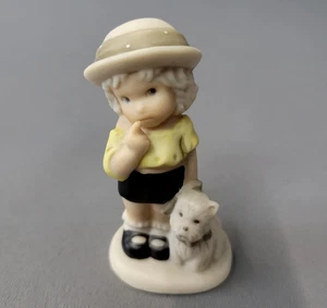 Vintage Enesco A Faithful Friend Is A Treasure 1995 Porcelain Figurine Dog Child - Picture 1 of 10