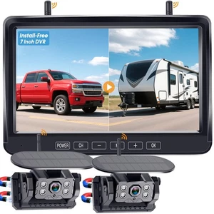 Dual RV Backup Camera Wireless with Magnetic - Recording 1080P HD Solar Rear ... - Picture 1 of 7