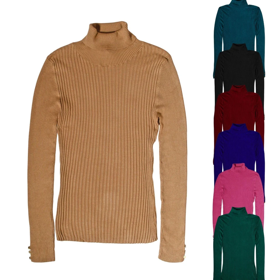 Lipsy Ribbed Button Cuff Roll Neck Jumper - Image 1 of 1