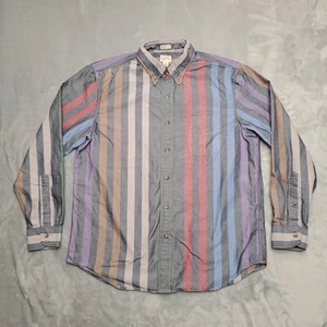 J Crew Shirt Men L Multicolor Oxford 100% Cotton Relaxed Fit Striped Long Sleeve - Picture 1 of 9