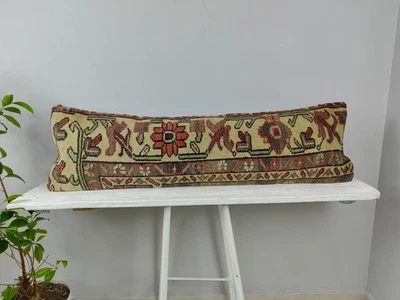Vintage Kilim Lumbar Pillow 12x40 Long Decorative Sofa Cushion Made from Turkish - Image 1 of 4