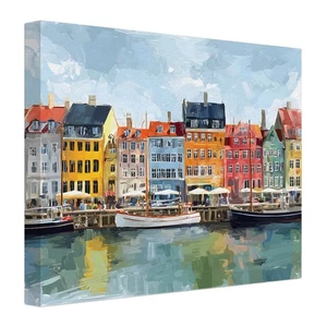 Kopenhagen Hafen Leinwandbild Dänemark Stadtbild Wandbild skandinavisch - Bild 1 von 6