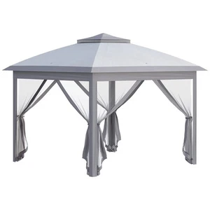 3.3 x 3.3m Pop Up Gazebo, Double Roof Foldable Canopy Tent with Zipped - Picture 1 of 12