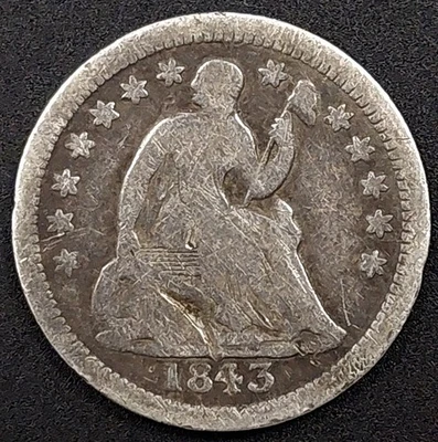 1843 Seated Liberty Half Dime! Dent in shield. - Image 1 of 4