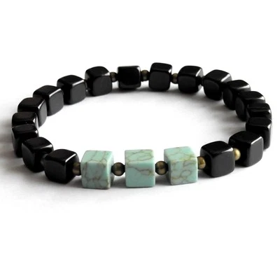 Shungite & Turquoise Stone bracelet 6mm Beads - EMF Protection & Healing - Image 1 of 3
