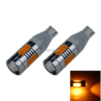 2x W16W T15 16W 5 COB LED LIGHT LAMP BULBS AMBER CAMPER SIDELIGHT MARKER 12V - Image 1 of 4