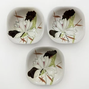 Red wing Pottery 5.25" Berry Small Bowl Lotus Bronze Set Of 3 Lot Vintage 1940 - Picture 1 of 6