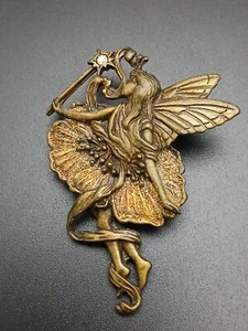 JJ Vintage Bronze AB Kristall fein detailliert Feendesign Brosche - Bild 1 von 10
