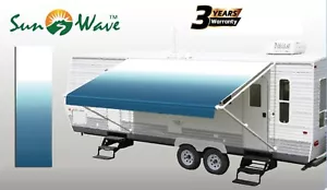 SunWave RV Awning Replacement Fabric 21' (Actual Width 20'2") Ocean Blue Fade - Foto 1 di 8