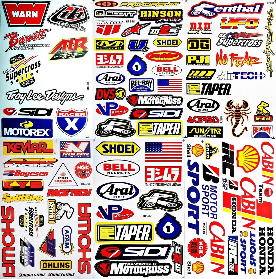 Dirt Bike Motorcycles Supercross Motocross ATV Lot 6 Vinyl Decals Stickers D6015