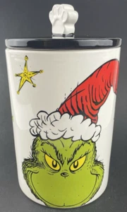 The Grinch & Max Ceramic Pet Treat Cookie Jar Dr. Seuss 8.25" 5" Dia. NEW - Picture 1 of 11