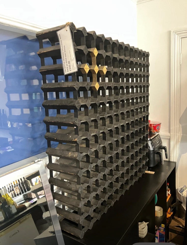 Antique Barthes-Roberts Ltd 144 Bottle Wine Rack Pine and Metal - Image 1 of 4