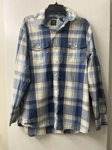 Timberland Shirt Mens Large Blue Plaid Button Down 100% Cotton Long Sleeve - Picture 1 of 5