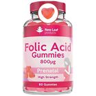 Folic Acid Gummies 800µg Vegan Chewable Pregnancy Support Prenatal Vitamins x60